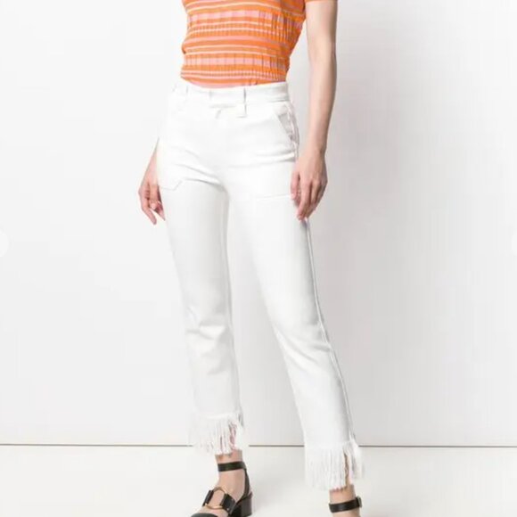 Chloe White Boho Jeans with Frayed Hem - Picture 1 of 12